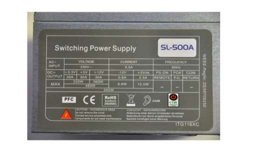 Блок живлення 500W Switching Power supply SL-500A-Б/В