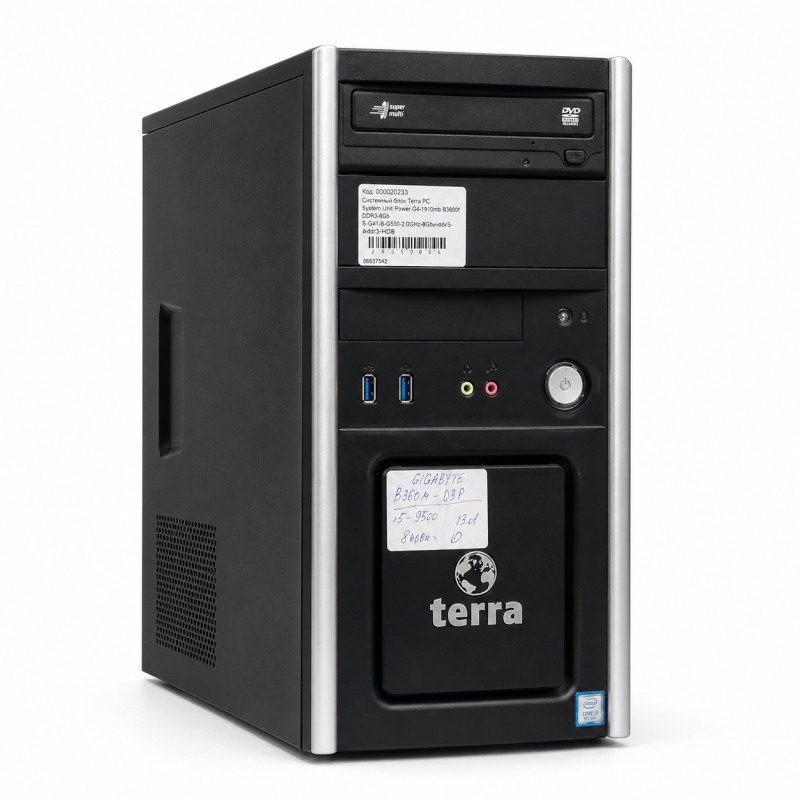 Системный блок Terra PC System-Full-Tower-Gigabyte B360M D3P-Intel Core-i5-9500-3,0GHz-8Gb-ddr4-HDD-0Gb-(B)-Б/У